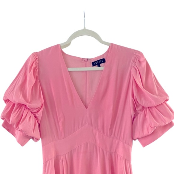 1.STATE Puff Sleeve Tiered Mini Dress – V-Neck – Pink – Size S - Picture 5 of 15